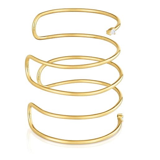 Pulsera esclava doble con baño de oro 18 kt sobre plata y diamantes creados en laboratorio Lio LGD