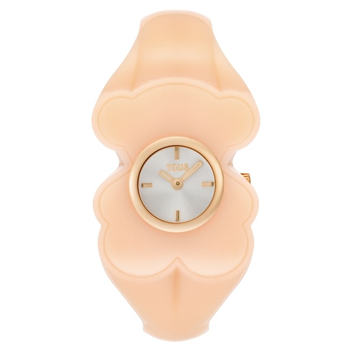 Gold-colored steel Analog watch with pink polycarbonate T. M Bear Folks