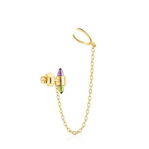 Gold Lure Chain earcuff with gemstones