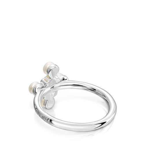 Silver Real Sisy Ring with Pearls