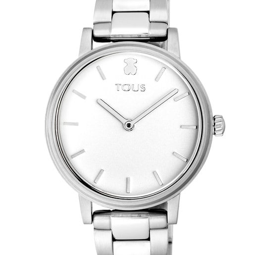 Montre Rond Color en acier avec zirconiums dégradé blanc