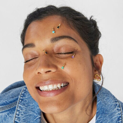 Pack de anillas con baño de oro 18 kt sobre plata y gemas Glory