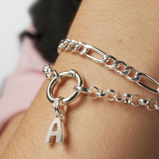 Alphabet letter A pendant in silver