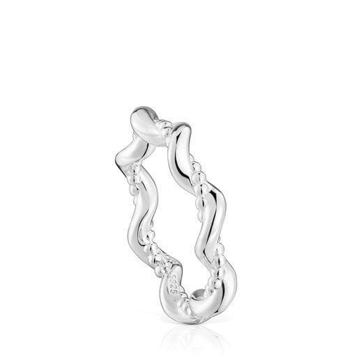 Twisted medium silver Ring with charms