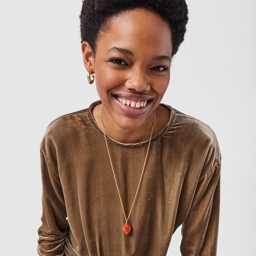 Silver vermeil Hav Pendant with carnelian