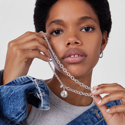 תליון TOUS Alphabet מכסף ומוורמיל כסף עם מדליון האות S