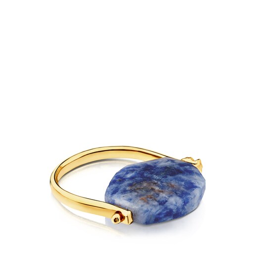 Anillo Terra con baño de oro 18 kt sobre plata con Sodalita
