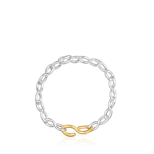 Pulsera de plata y con baño de oro 18 kt sobre plata Bent