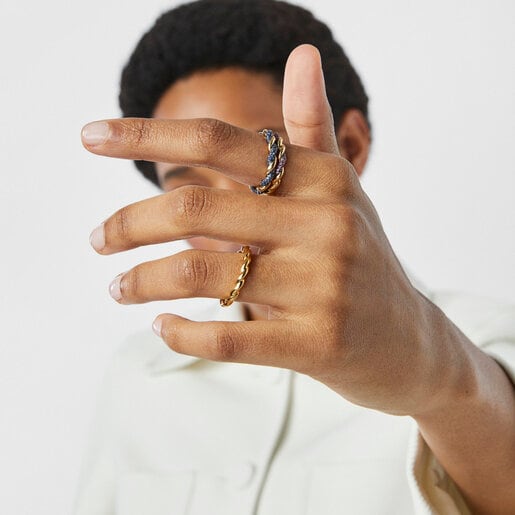 Gold Twisted Ring with pink sapphire