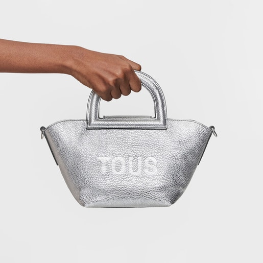 حقيبة كتف TOUS Dora صغيرة الحجم من الجلد باللون الفضي