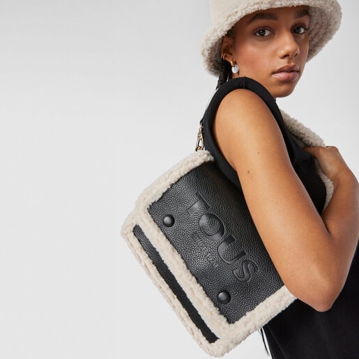 Средняя сумка-кроссбоди New Audree с черной овчиной