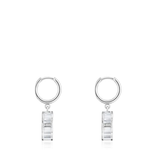 シルバーとホワイト・アクリルガラスを組み合わせたフープピアス Galaxy