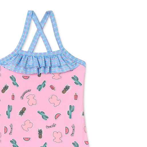 Bañador integral de niña Cactus rosa