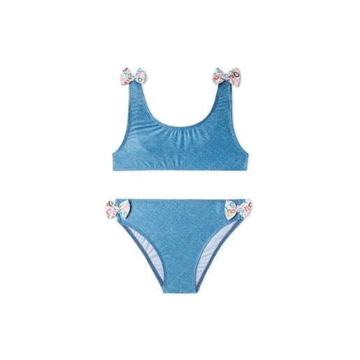 Bikini de niña Logo azul