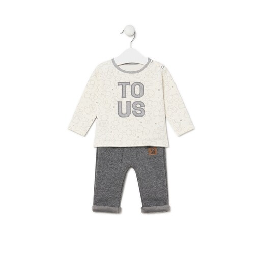Tous - Baby BoyS Outfit In Grey Ecru - Textil