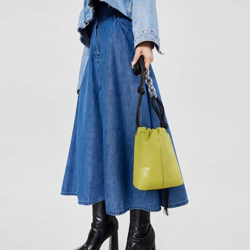 ライムグリーンのレザー製ミニバッグ TOUS Cloud