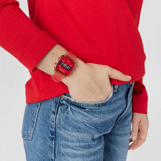 Reloj digital de policarbonato con correa de silicona rojo D-Logo Fresh