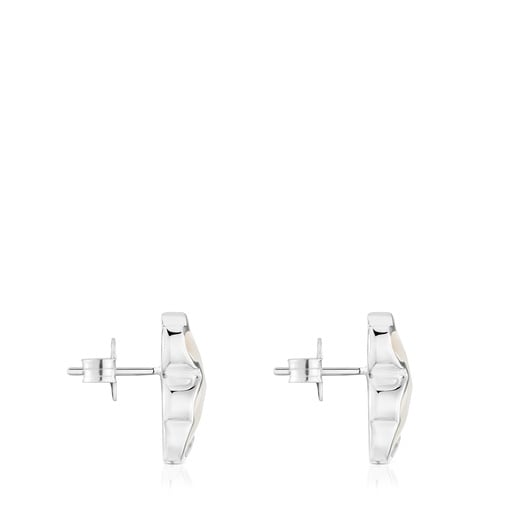 16 mm silver and mother-of-pearl bear Earrings TOUS Icon Color