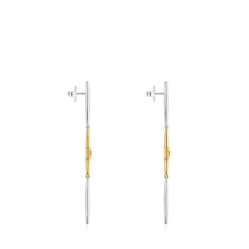 Aretes largos de plata y baño de oro 18 kt sobre plata Lure