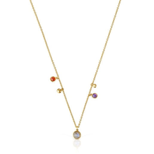 Silver vermeil Plump Charm necklace with gemstones
