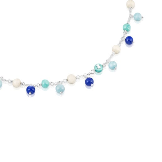 Collier Icon Glass en argent, verre de Murano et nylon bleu