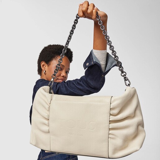 Большая бежевая сумка-кроссбоди TOUS Empire