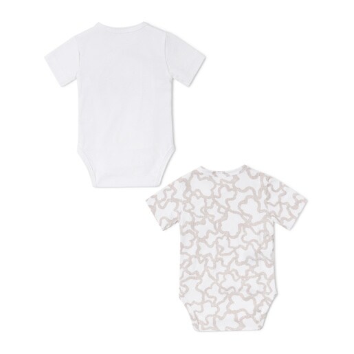 Pack de bodys de bebé cruzados Kaos beige