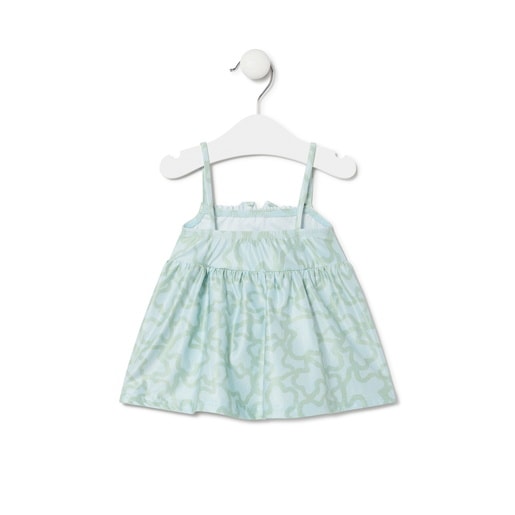 Girls sleeveless shoulder strap dress in Kaos green