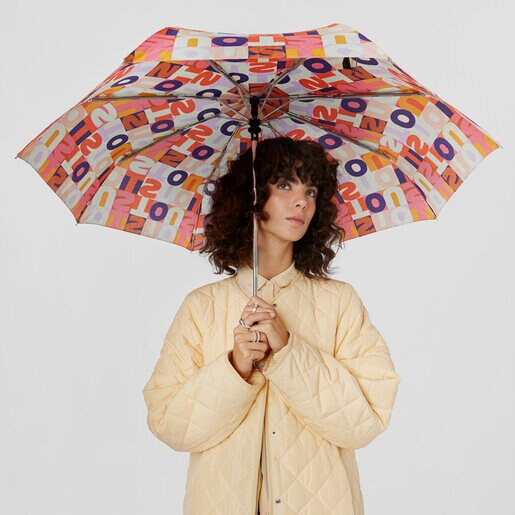 Paraguas plegable beige TOUS Mimic