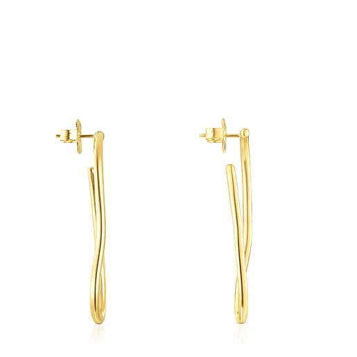 Aretes largos con baño de oro 18 kt sobre plata Hav