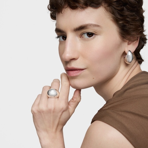 Wide silver Dome ring Warm