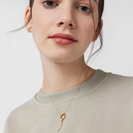 Gold TOUS Good Vibes cornucopia Pendant with Diamonds