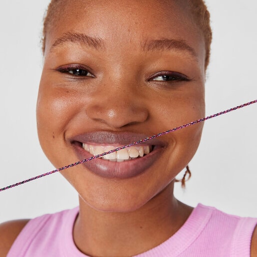 שרשרת מחוט קלוע בצבעי ורוד ואדום עם סוגר מוורמיל כסף Efecttous