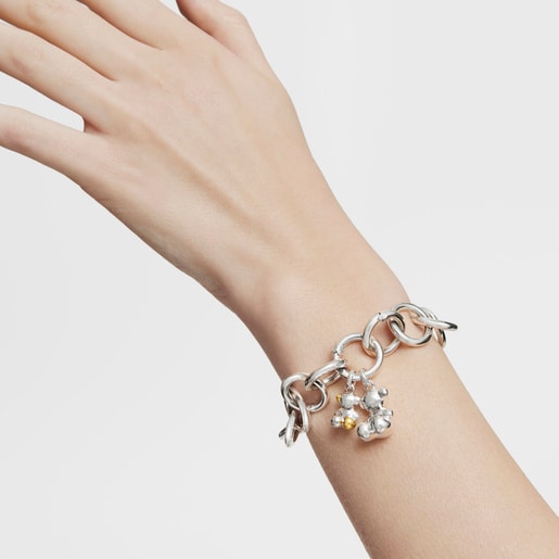 Hold リングが付いたシルバーのブレスレット