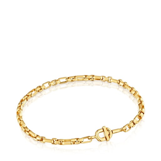 Pulsera cadena cuadrada con baño de oro 18 kt sobre plata TOUS MANIFESTO