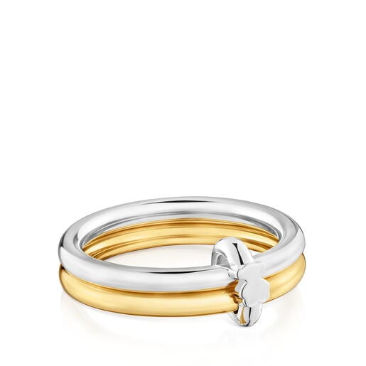Two-tone Double hoop ring TOUS Straight