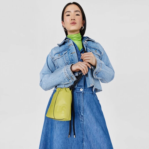 ライムグリーンのレザー製ミニバッグ TOUS Cloud