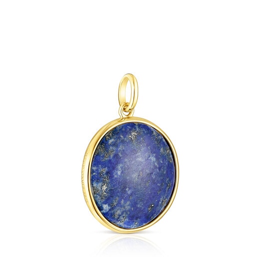 Large Magic Nature disc moon Pendant with lapis lazuli