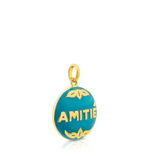 Pendentif Tanuca en Argent Vermeil et Émail bleu