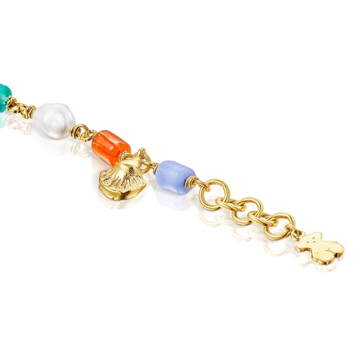 Silver vermeil Oceaan Bracelet with pearls and multicolored glass