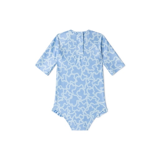 Bañador integral de niña manga larga Kaos azul