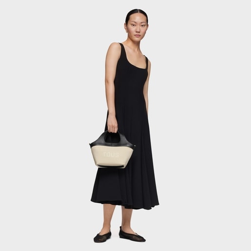 Small black and beige Tote bag TOUS Lirio Canvas