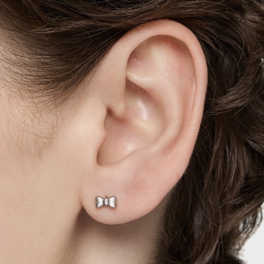 Piercing de oreja lazo de acero TOUS Ribbon