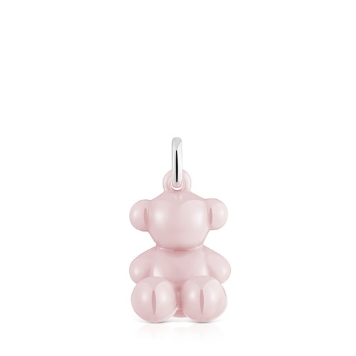 Pingente urso em prata e cerâmica rosa Bold Bear