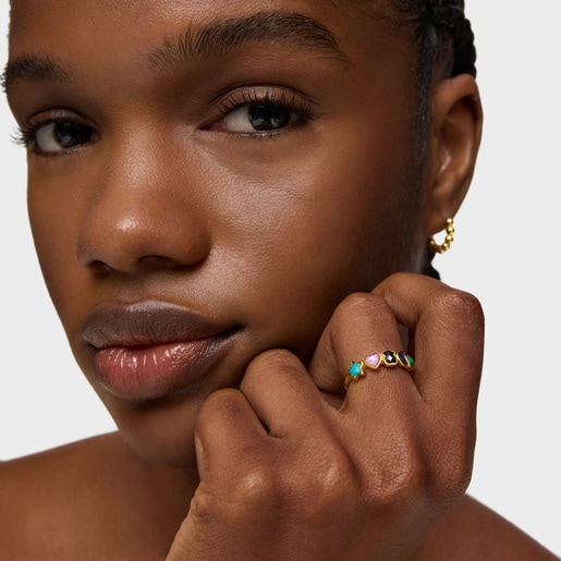 Glory Ring in Silver Vermeil with five multicolor Gemstones motifs