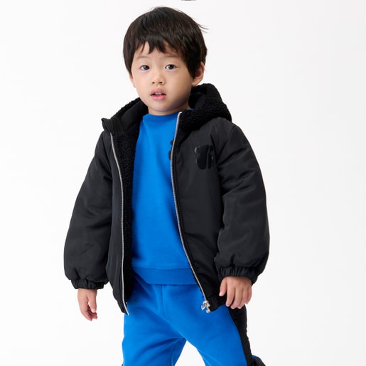 Hooded coat in Party black