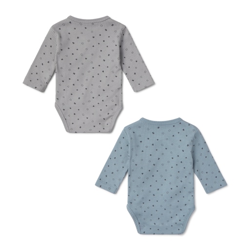 Pack of wrap-over baby bodysuits in Mini sky blue