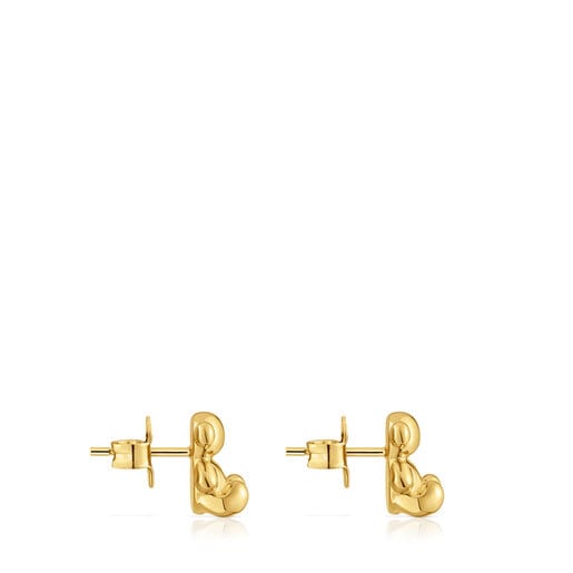 Bold Bear 10 mm bear Earrings with 18kt gold plating over silver