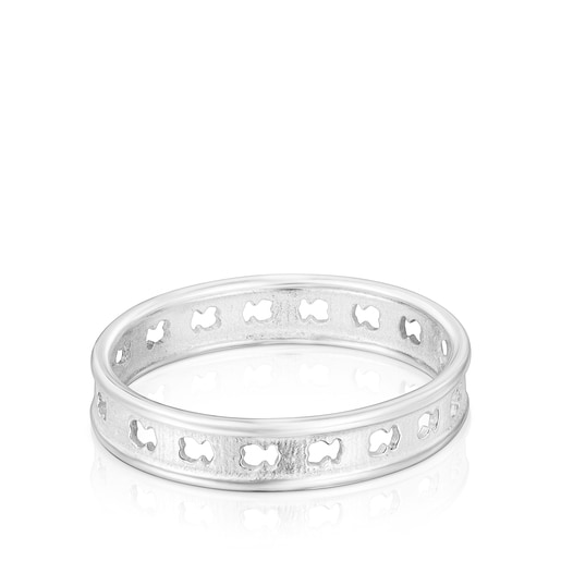 Silver TOUS bear Row ring with silhouettes