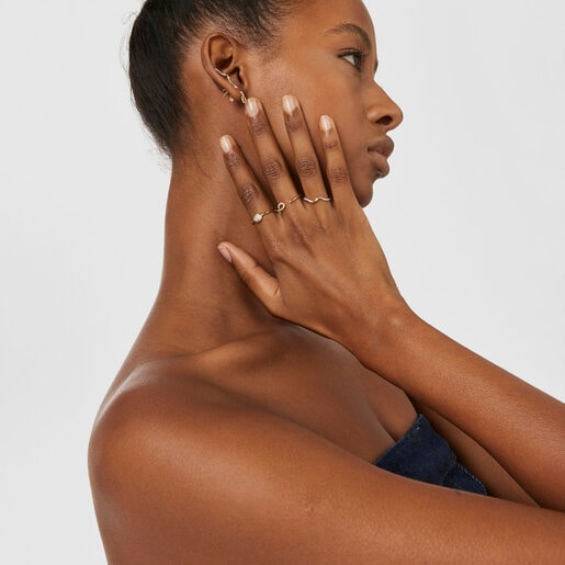 0.06ctダイヤモンド付きゴールドのBentオープンリング